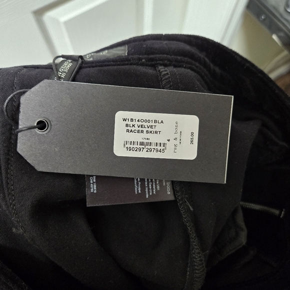Rag & Bone Racer Black Velvet Front Zip Moto Skirt Black - Picture 8 of 8